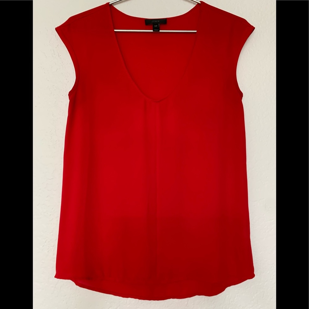 Jcrew Red Sleeveless Blouse